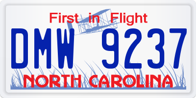 NC license plate DMW9237