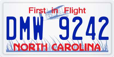 NC license plate DMW9242