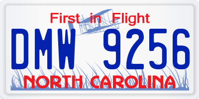 NC license plate DMW9256