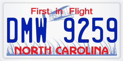 NC license plate DMW9259