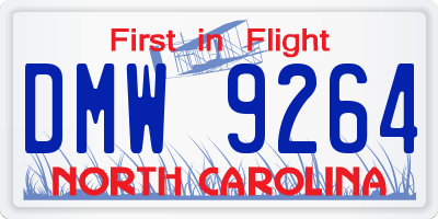 NC license plate DMW9264