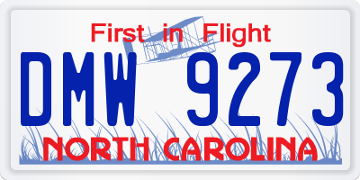 NC license plate DMW9273