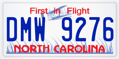 NC license plate DMW9276