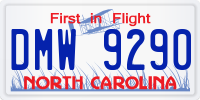NC license plate DMW9290