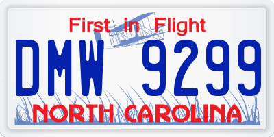 NC license plate DMW9299
