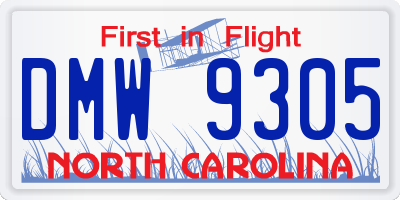 NC license plate DMW9305