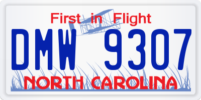 NC license plate DMW9307