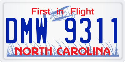 NC license plate DMW9311