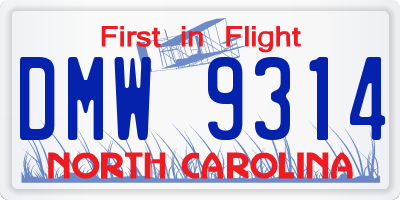 NC license plate DMW9314