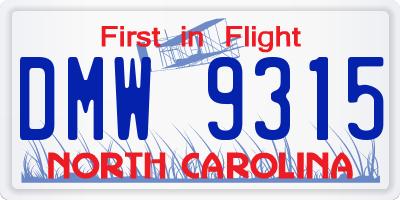 NC license plate DMW9315