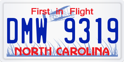 NC license plate DMW9319