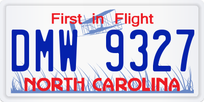 NC license plate DMW9327