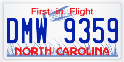 NC license plate DMW9359