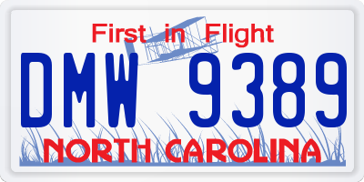NC license plate DMW9389