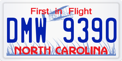 NC license plate DMW9390
