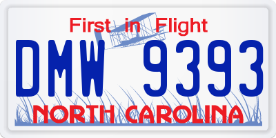 NC license plate DMW9393