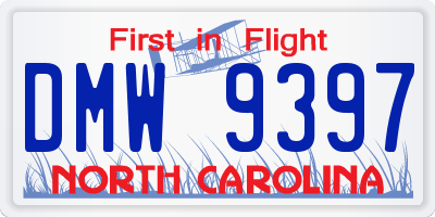 NC license plate DMW9397