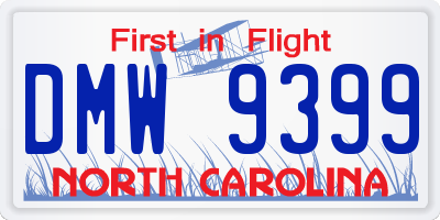 NC license plate DMW9399