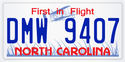 NC license plate DMW9407