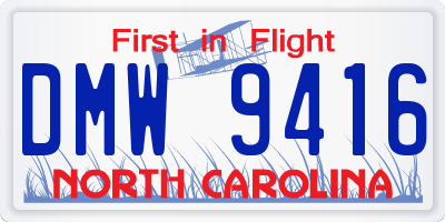 NC license plate DMW9416