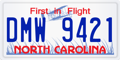 NC license plate DMW9421