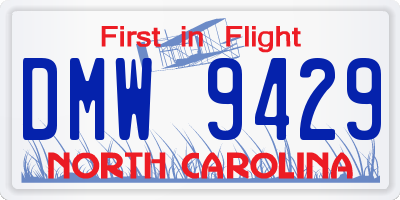 NC license plate DMW9429