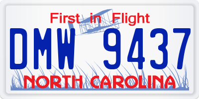 NC license plate DMW9437