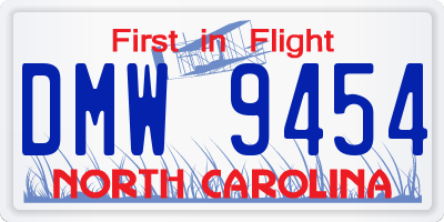 NC license plate DMW9454