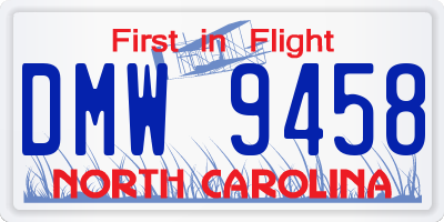 NC license plate DMW9458