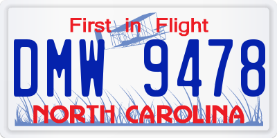 NC license plate DMW9478