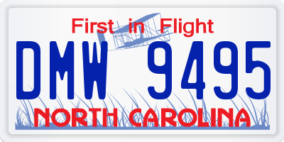 NC license plate DMW9495