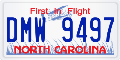 NC license plate DMW9497