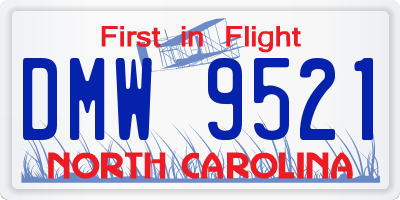 NC license plate DMW9521