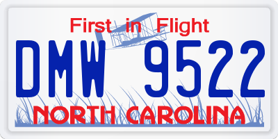 NC license plate DMW9522