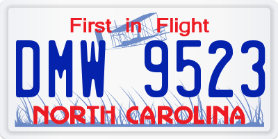 NC license plate DMW9523