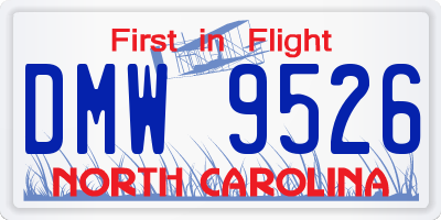 NC license plate DMW9526