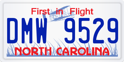 NC license plate DMW9529