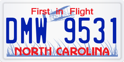 NC license plate DMW9531