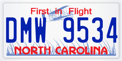 NC license plate DMW9534