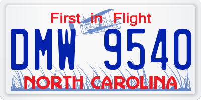 NC license plate DMW9540