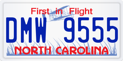 NC license plate DMW9555