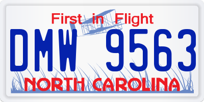 NC license plate DMW9563