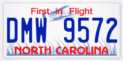 NC license plate DMW9572