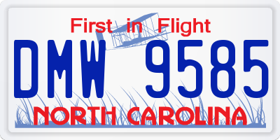 NC license plate DMW9585