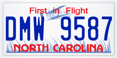 NC license plate DMW9587