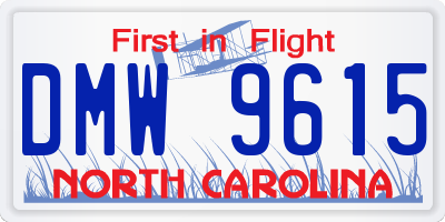 NC license plate DMW9615