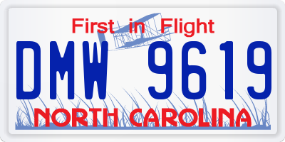 NC license plate DMW9619