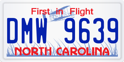 NC license plate DMW9639