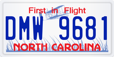 NC license plate DMW9681