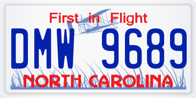 NC license plate DMW9689